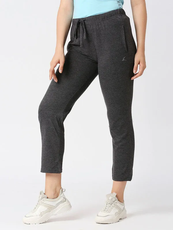 Women Dark Grey Melange Solid Track Pants & Joggers-LUXE PANT_DG-ML