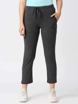 Women Dark Grey Melange Solid Track Pants & Joggers-LUXE PANT_DG-ML