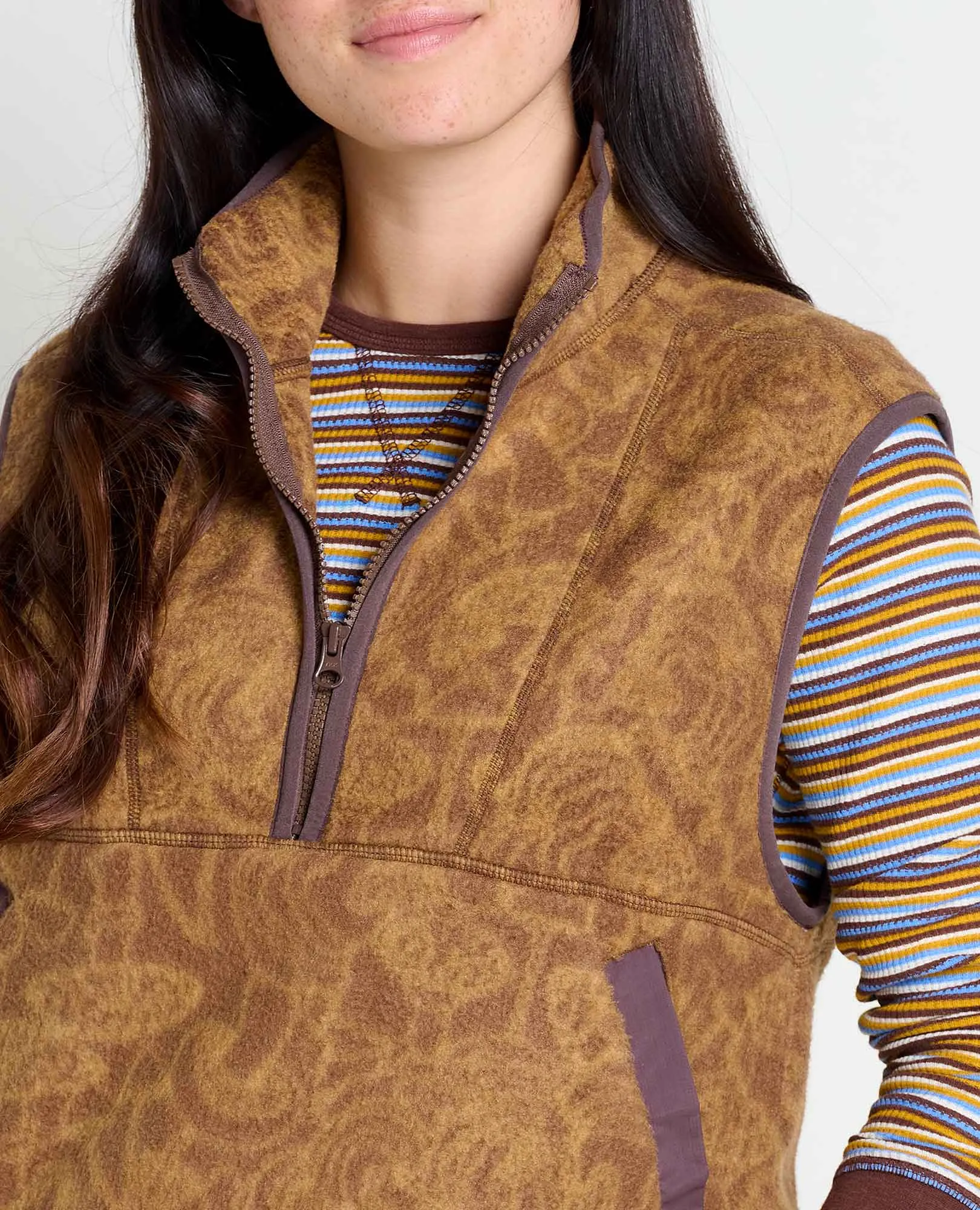 Women's Campo Fleece Vest - Chestnut Mushroom Print - T1261300
