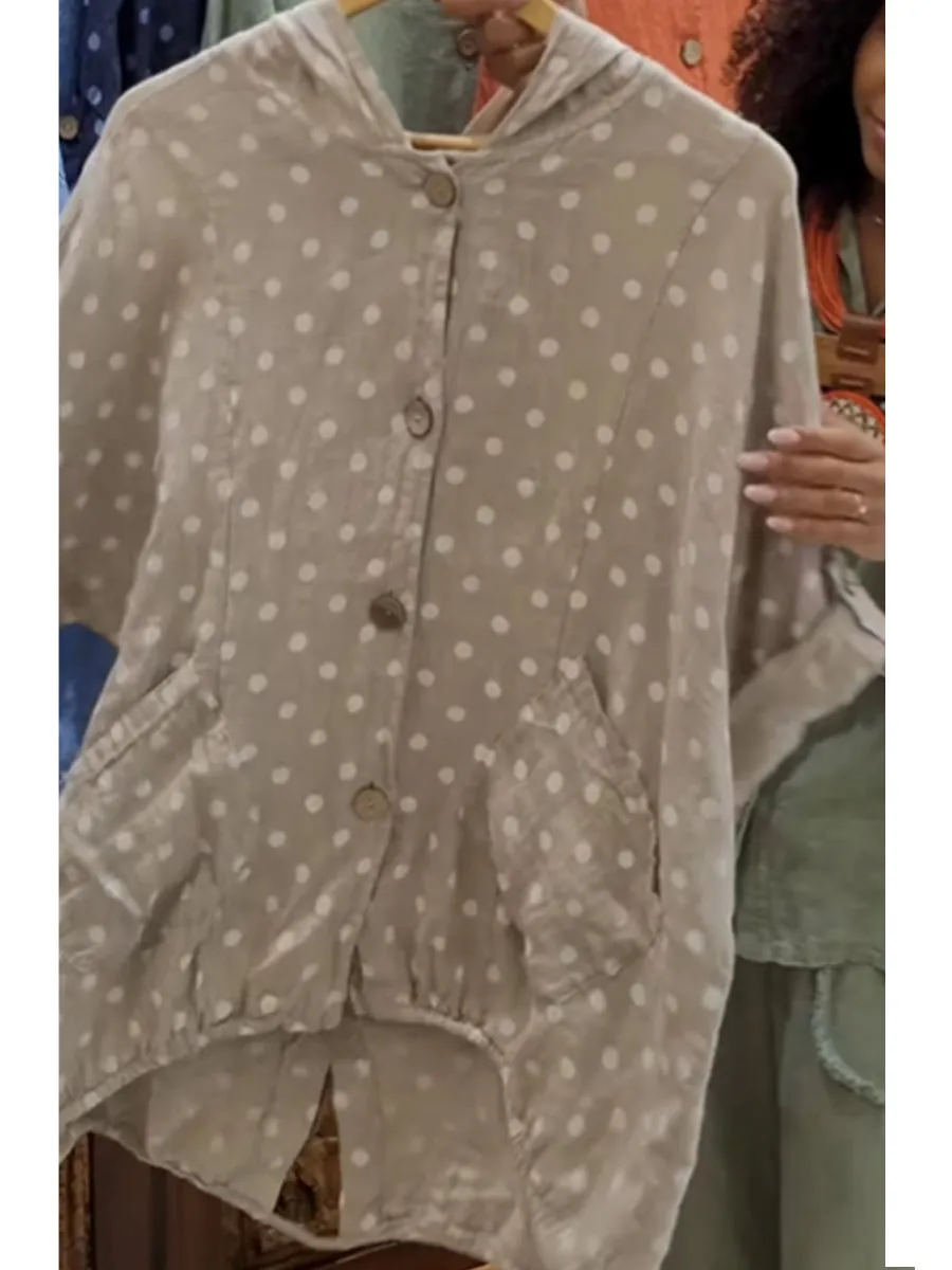 Women's Casual Cotton And Linen Hooded Jacket
