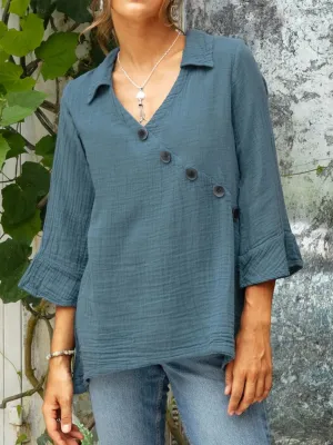 Women's Casual Cotton And Linen Shirt