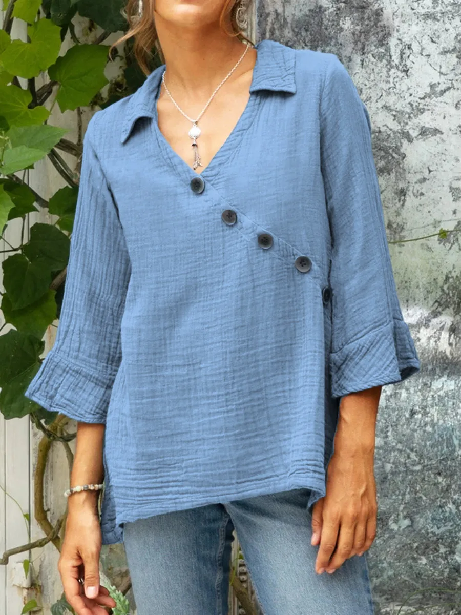 Women's Casual Cotton And Linen Shirt