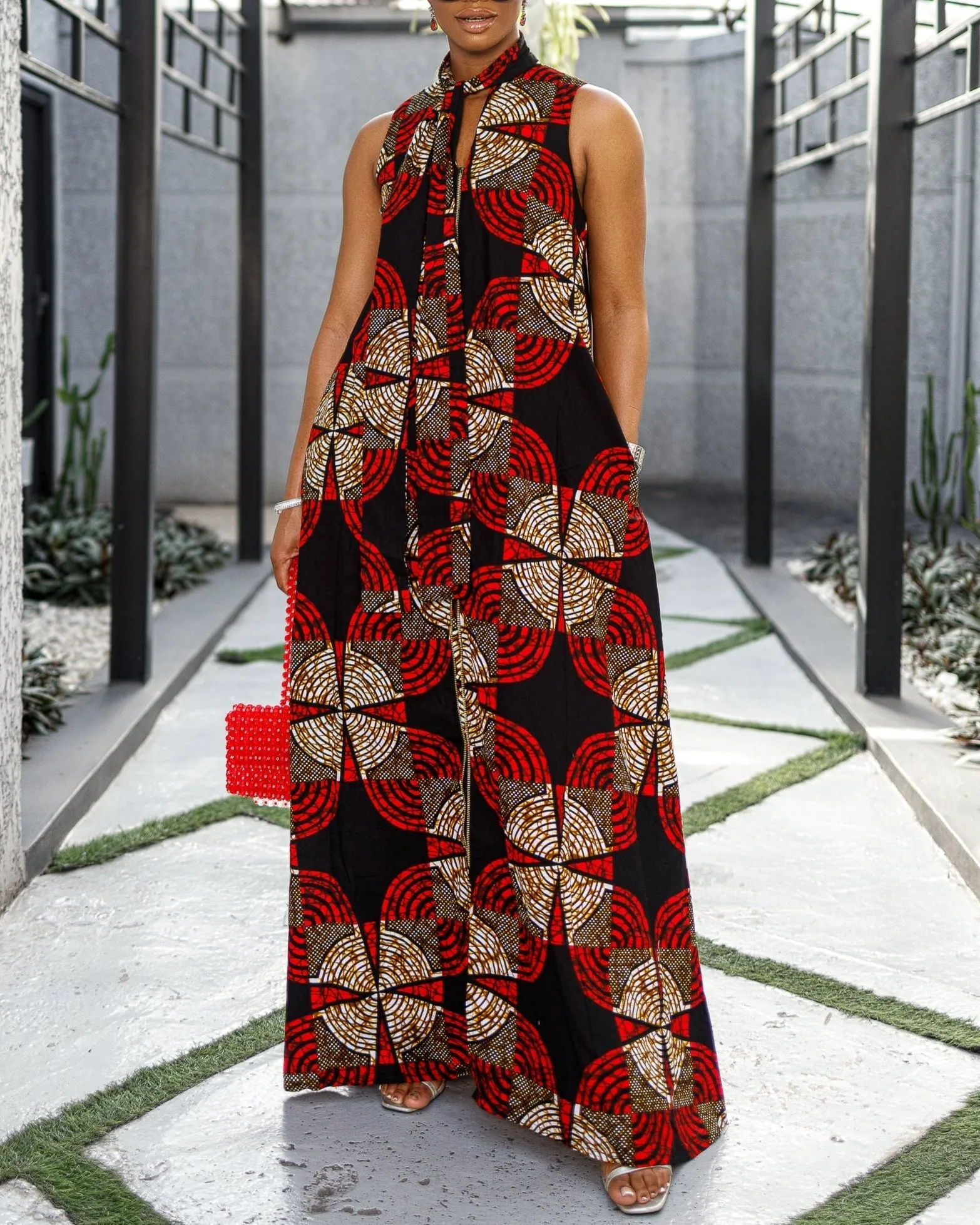 Women's Casual Print Sleeveless Maxi Dress