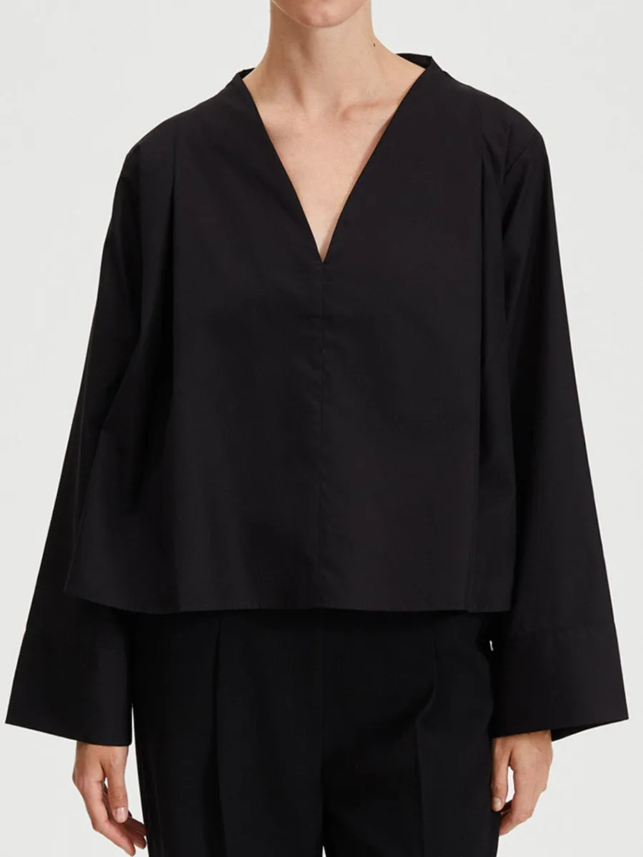 Women's Casual V Neck Cotton Shirt
