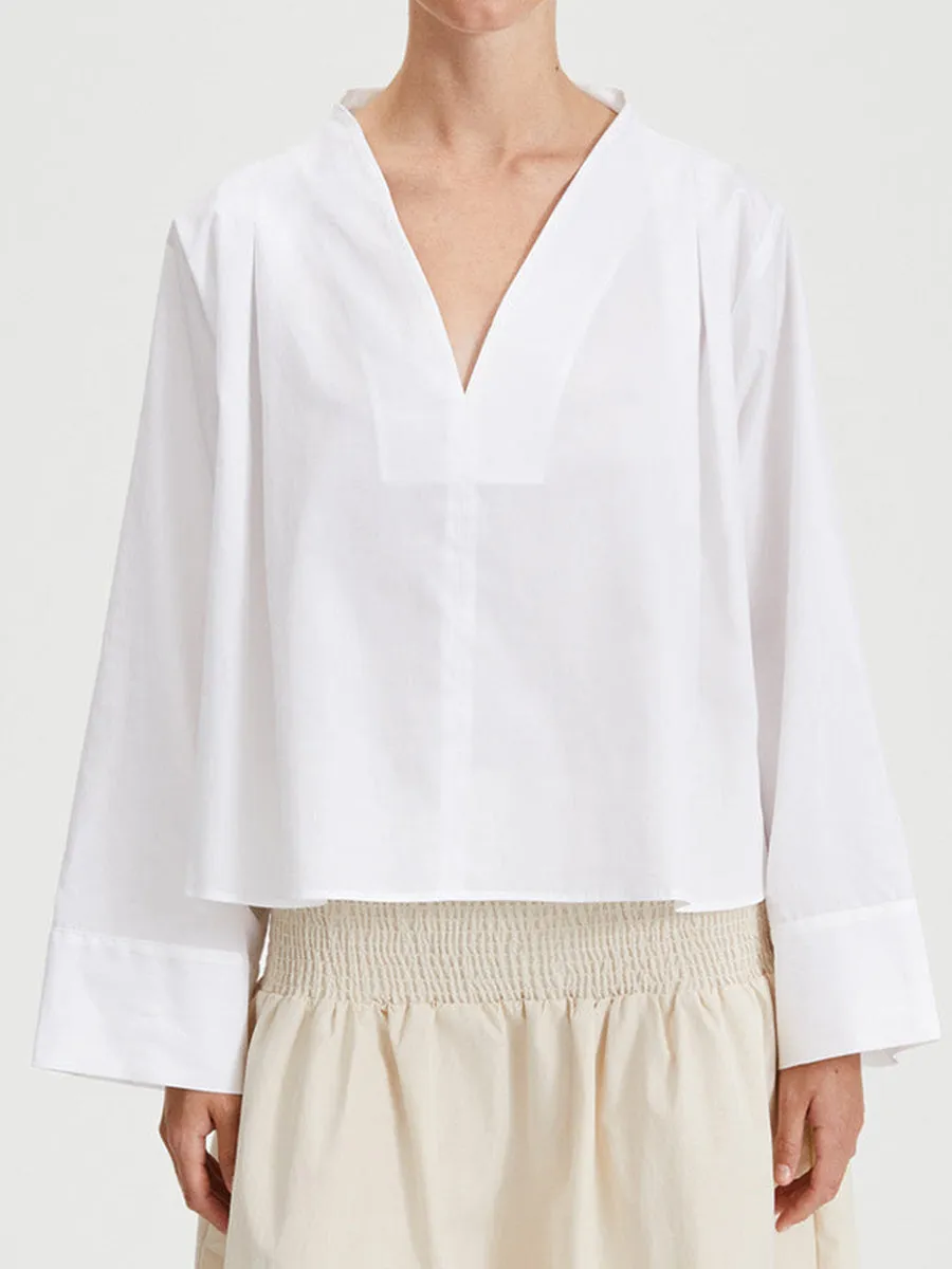Women's Casual V Neck Cotton Shirt
