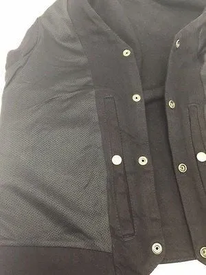 WOMEN'S MOTORCYCLE BLACK 6 POCKET DENIM VEST WITH SIDE LACES TWO GUN POCKETS