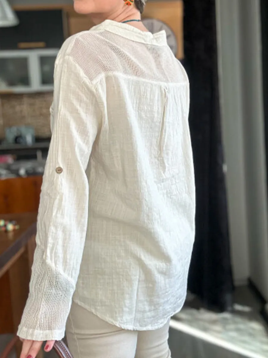 Women's Splicing Casual Cotton Shirt