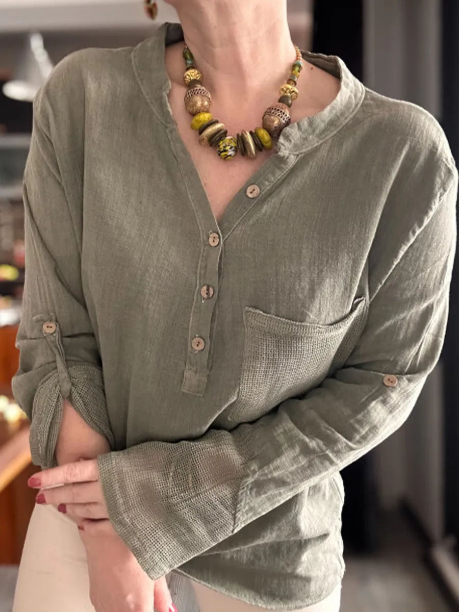 Women's Splicing Casual Cotton Shirt