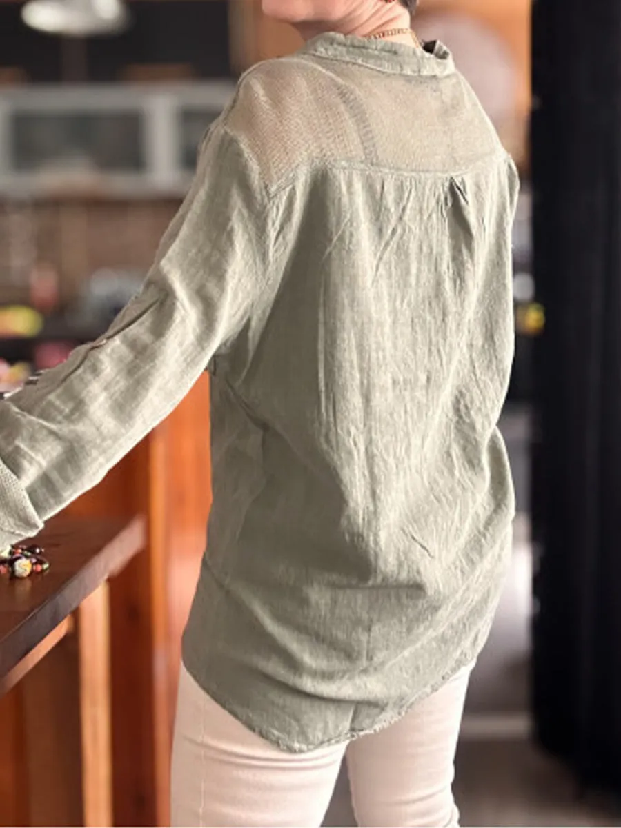 Women's Splicing Casual Cotton Shirt