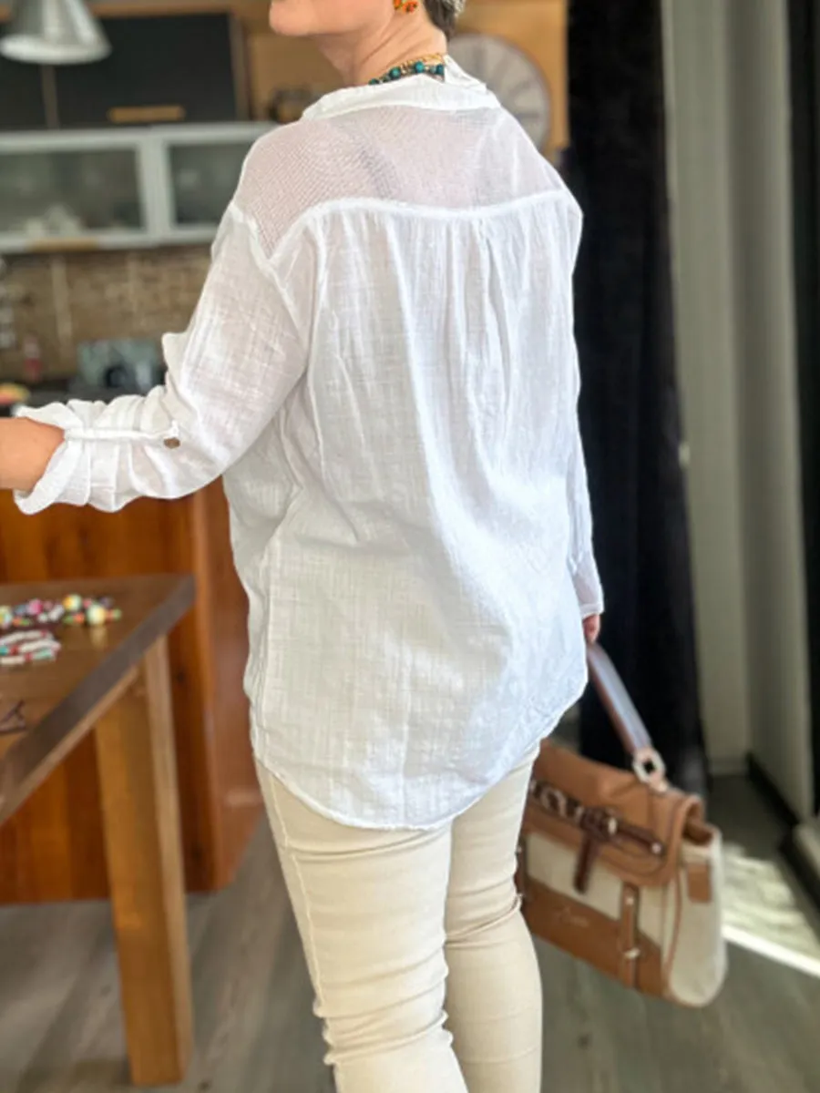 Women's Splicing Casual Cotton Shirt