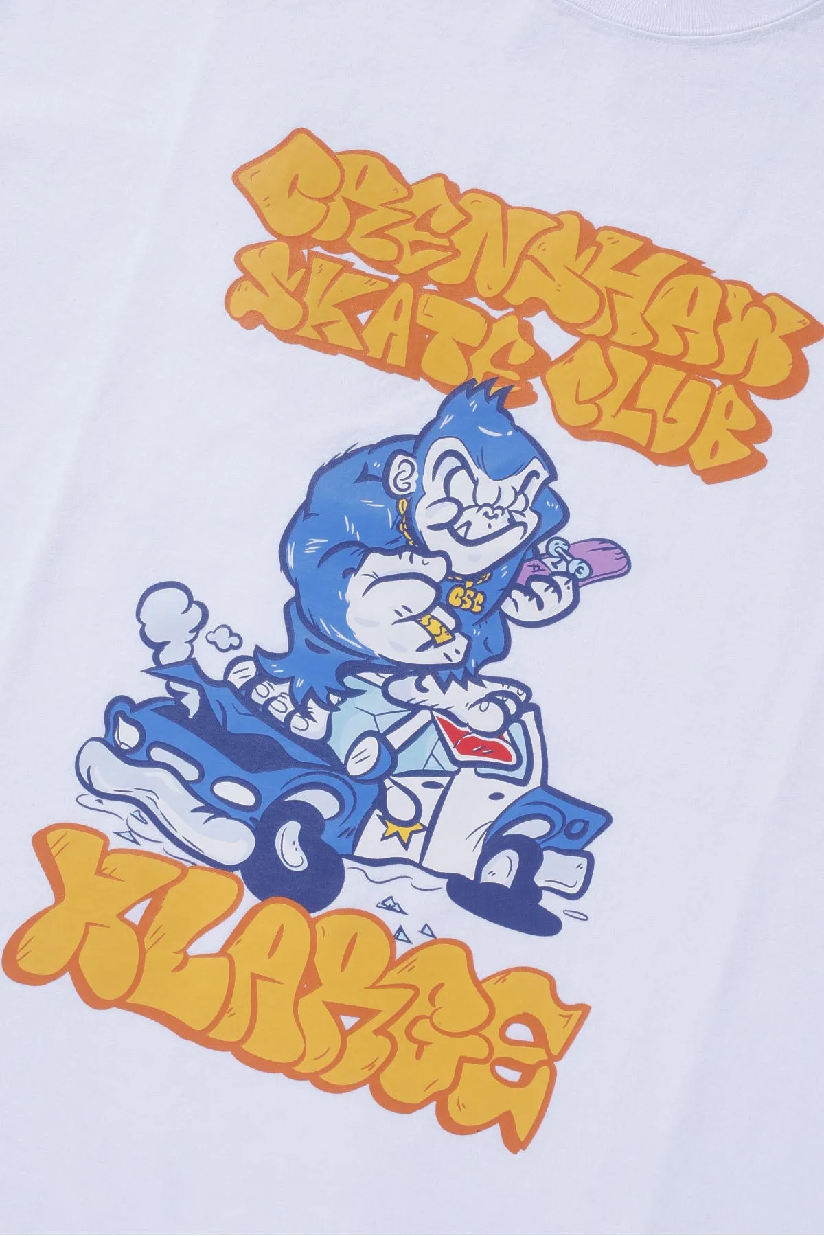 XLARGE x CSC VANDALISED POLICE CAR TEE - WHITE