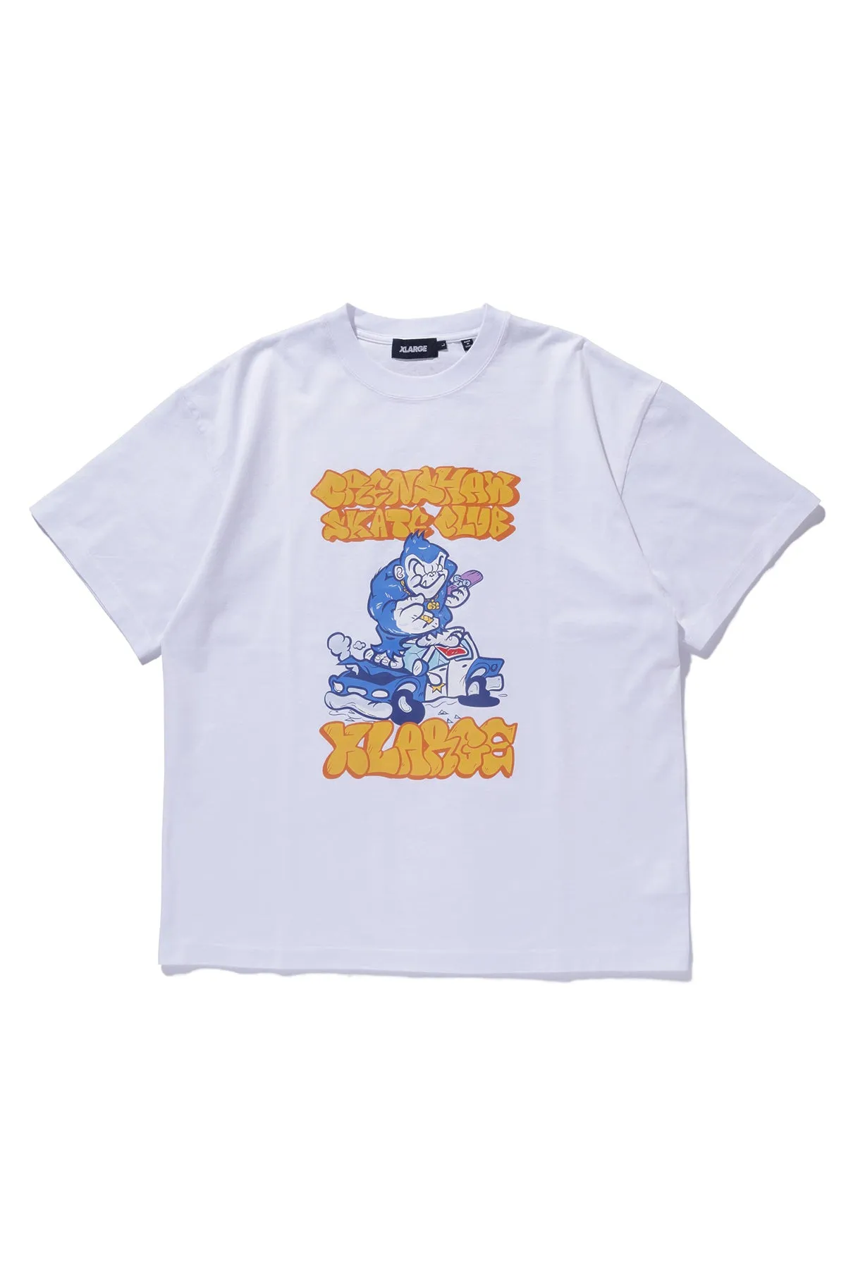 XLARGE x CSC VANDALISED POLICE CAR TEE - WHITE