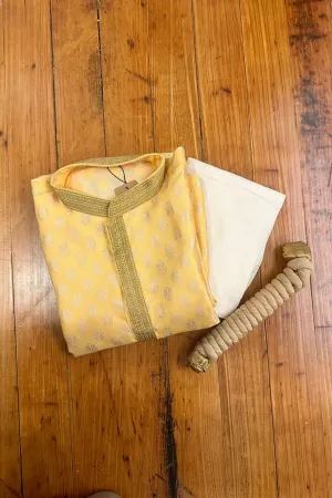 Yellow and Gold Kurta Set with Scarf - Ready To Ship
