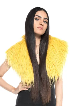 Yellow Mongolian Faux Fur Stole