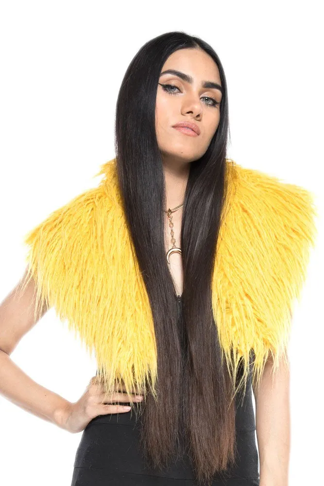 Yellow Mongolian Faux Fur Stole