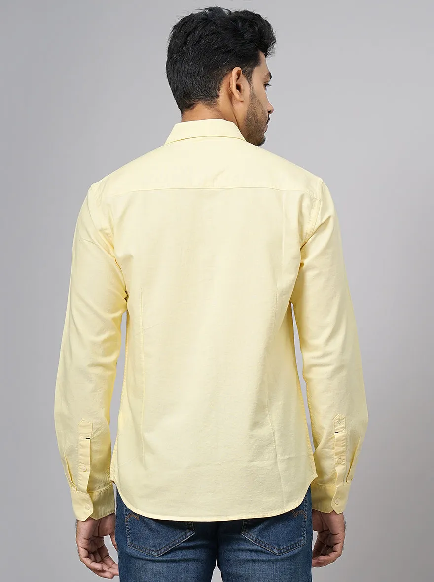 Yellow Solid Slim Fit Casual Shirt | Greenfibre