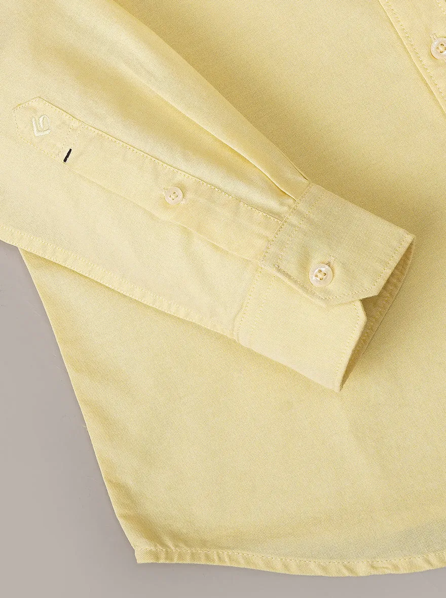 Yellow Solid Slim Fit Casual Shirt | Greenfibre