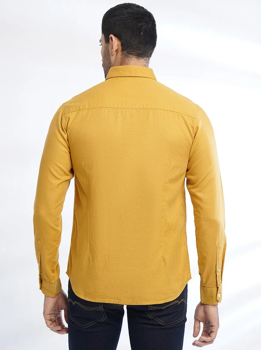 Yellow Solid Slim Fit Casual Shirt | Greenfibre