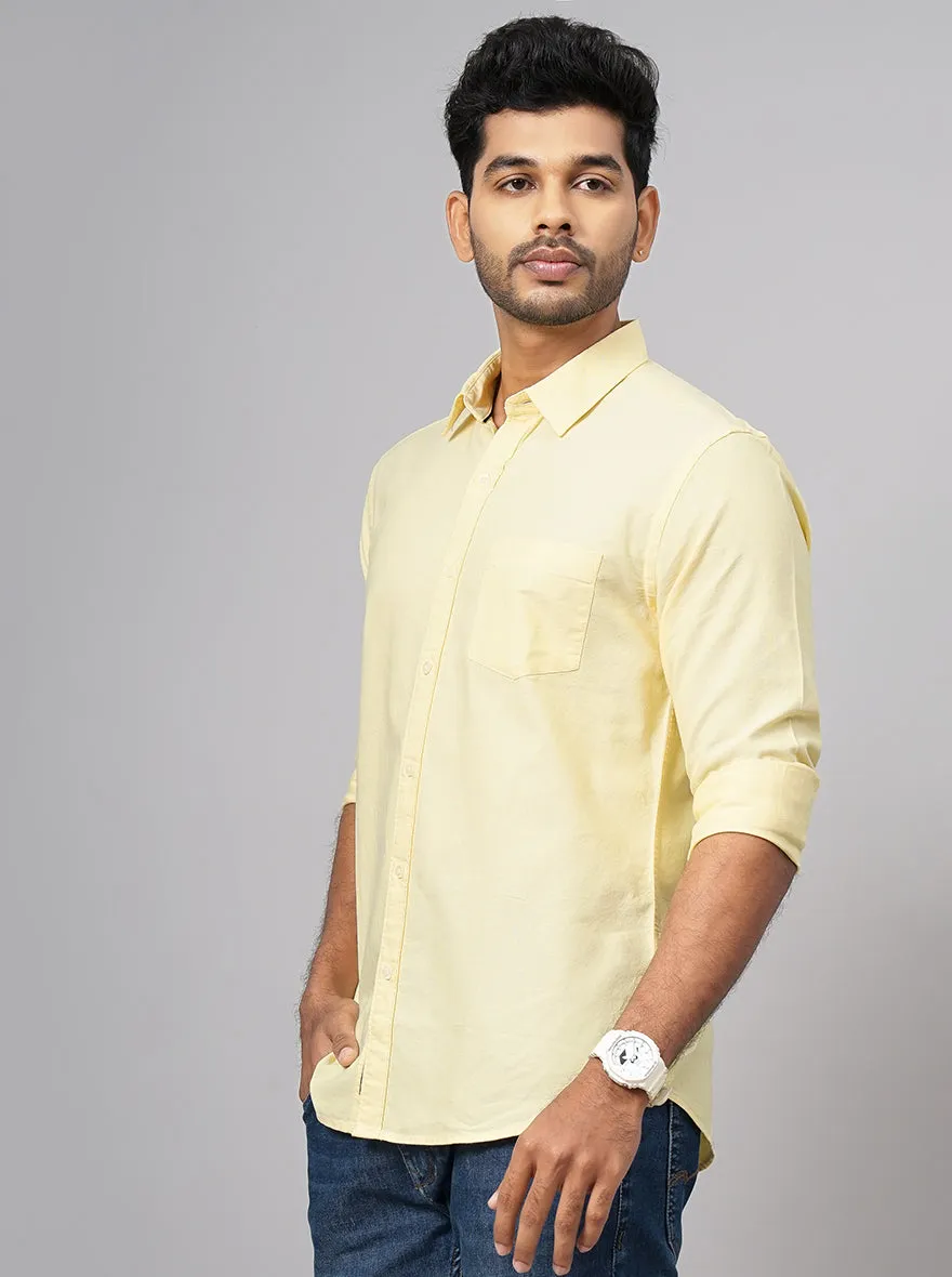 Yellow Solid Slim Fit Casual Shirt | Greenfibre