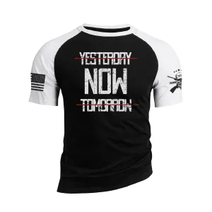 YESTERDAY NOW TOMORROW RAGLAN GRAPHIC TEE