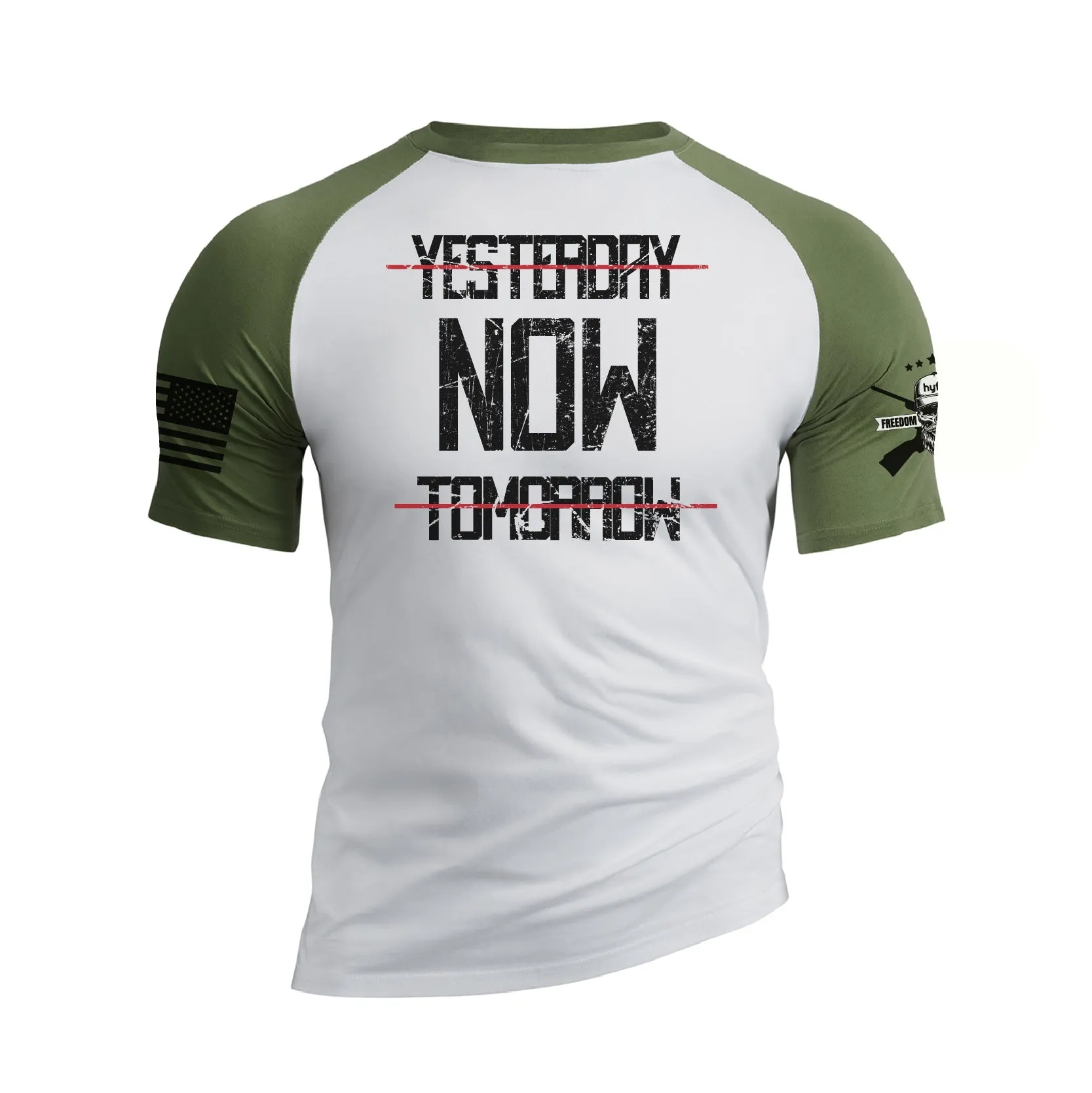YESTERDAY NOW TOMORROW RAGLAN GRAPHIC TEE