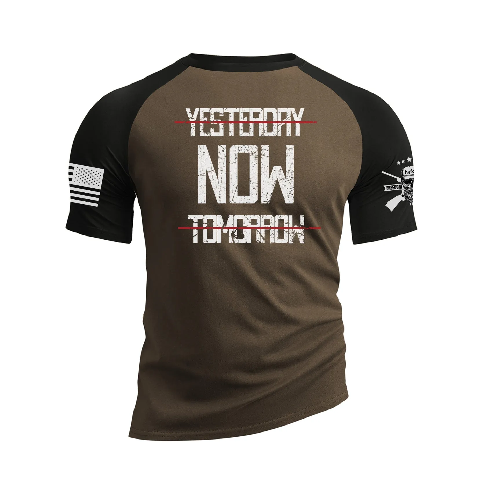 YESTERDAY NOW TOMORROW RAGLAN GRAPHIC TEE