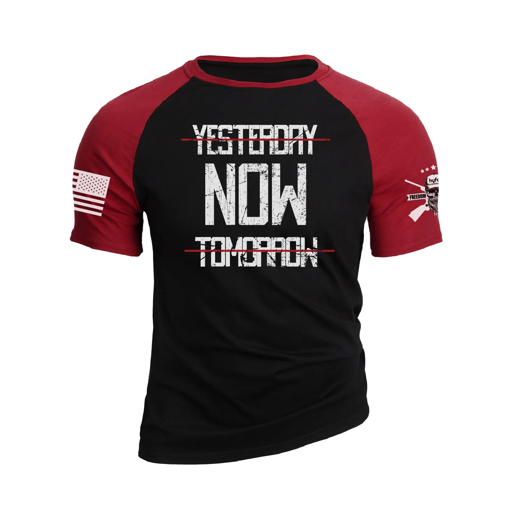 YESTERDAY NOW TOMORROW RAGLAN GRAPHIC TEE