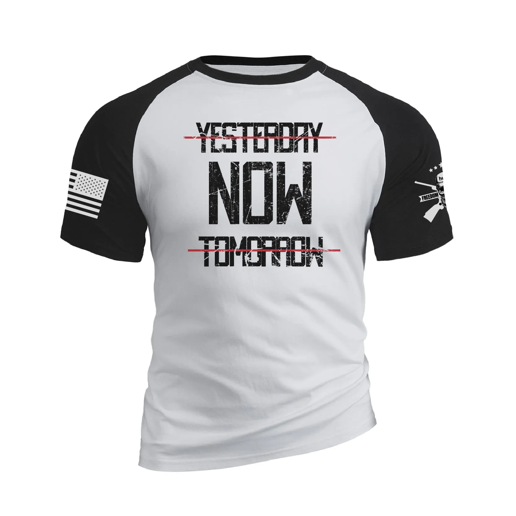 YESTERDAY NOW TOMORROW RAGLAN GRAPHIC TEE