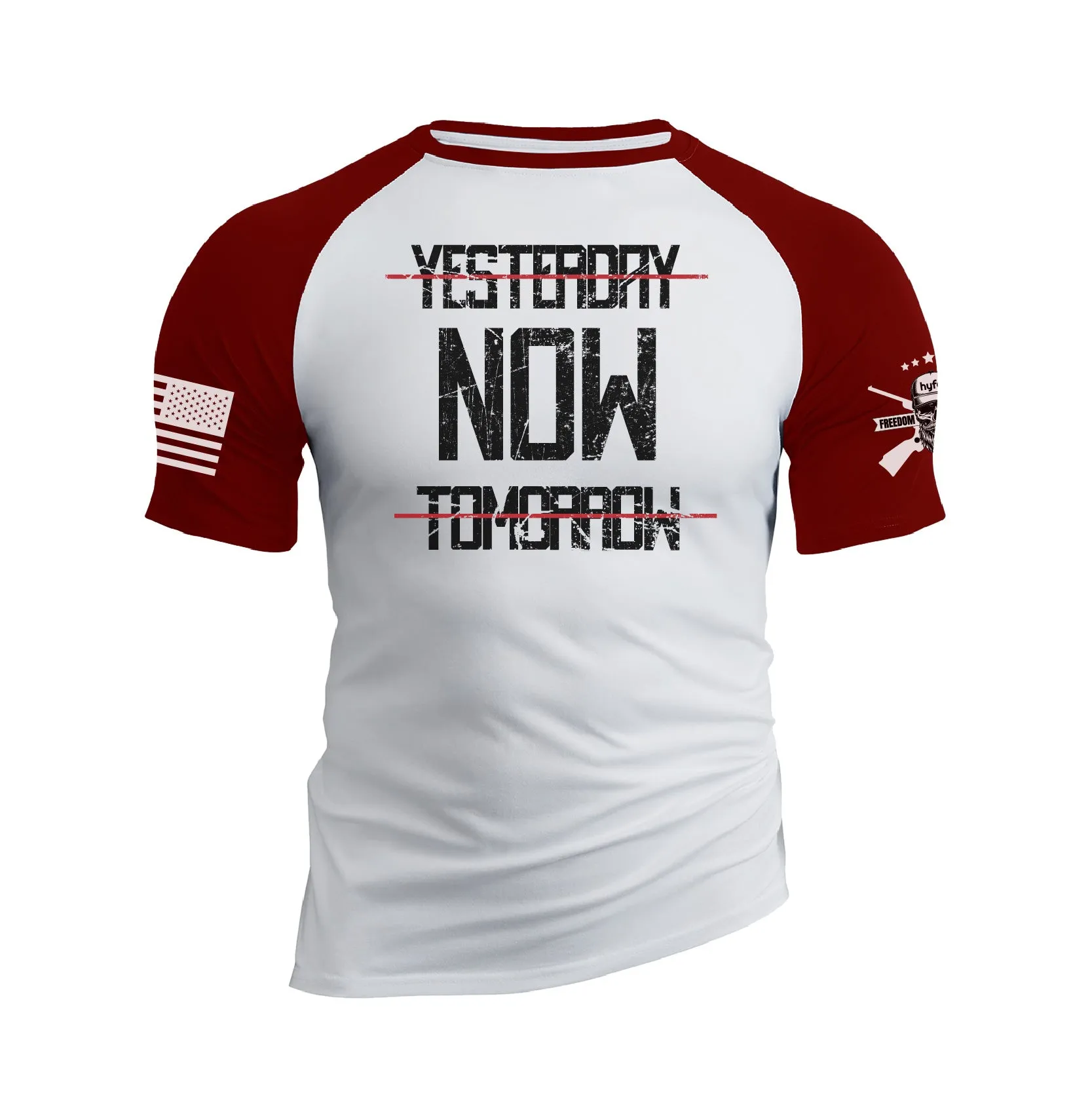 YESTERDAY NOW TOMORROW RAGLAN GRAPHIC TEE