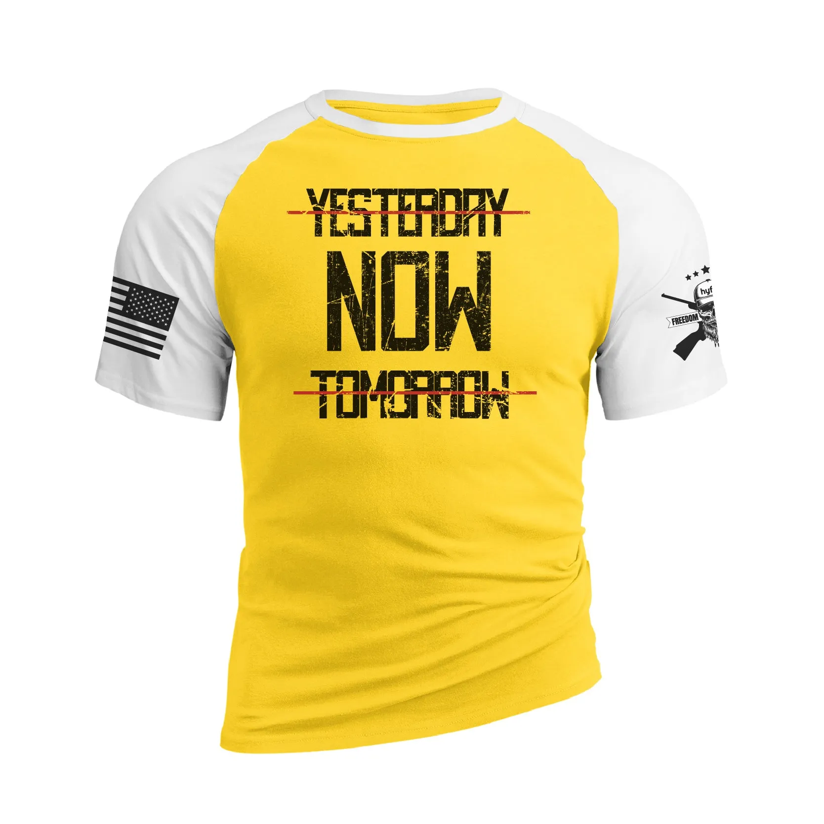 YESTERDAY NOW TOMORROW RAGLAN GRAPHIC TEE