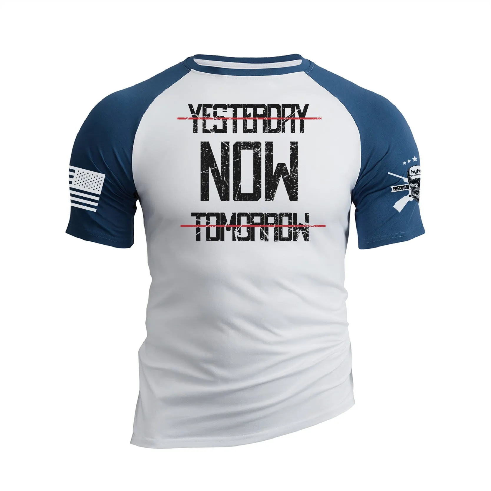 YESTERDAY NOW TOMORROW RAGLAN GRAPHIC TEE