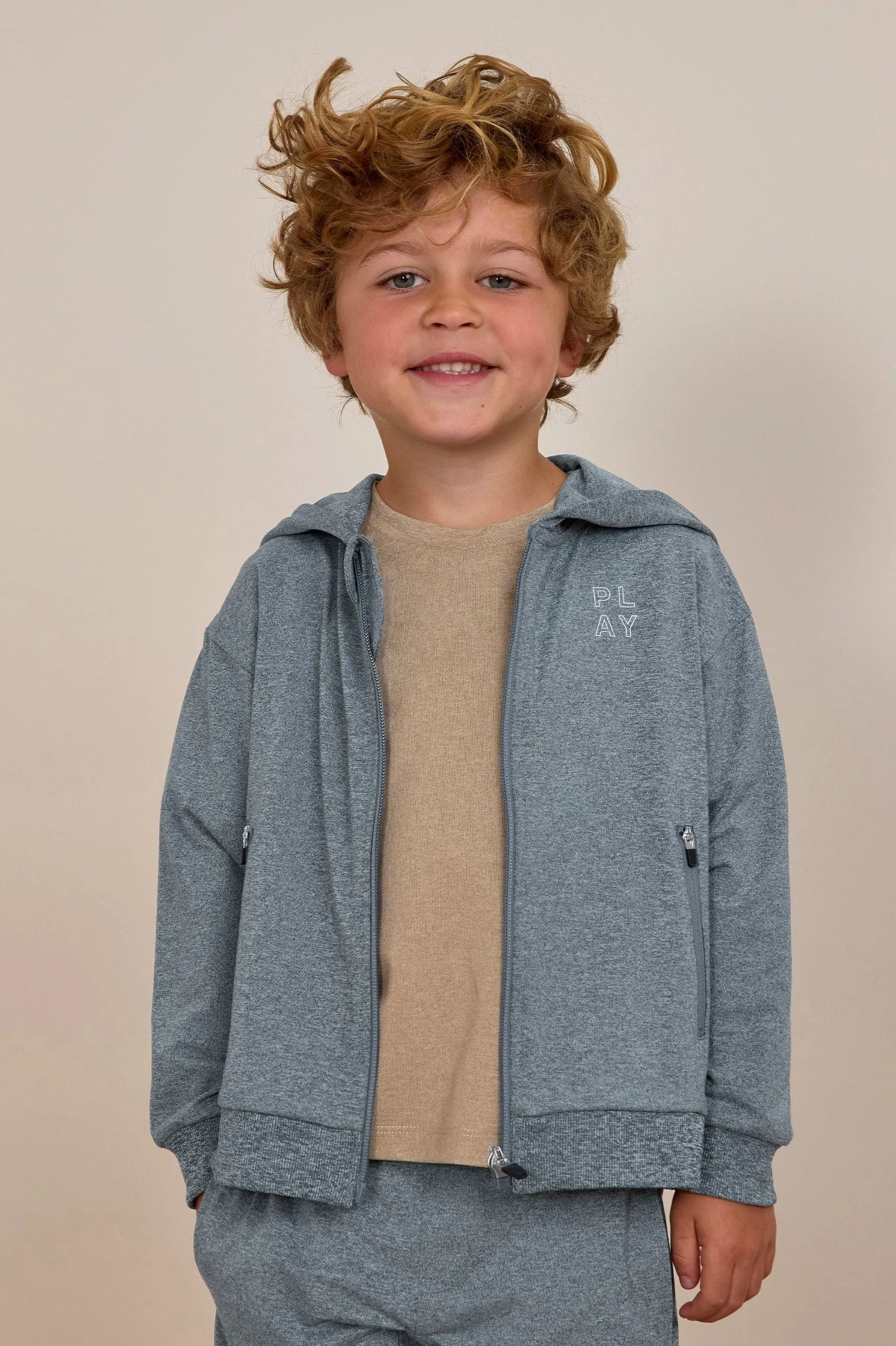 Zip-Up tech Hoodie | Heathered Indigo