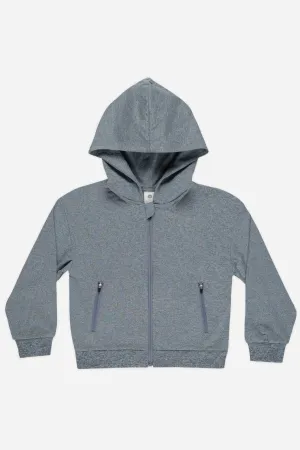 Zip-Up tech Hoodie | Heathered Indigo